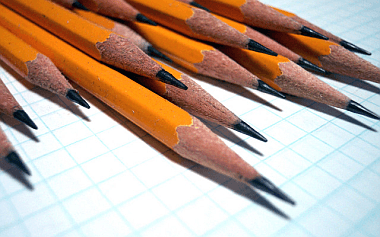 group of yellow pencils for editing