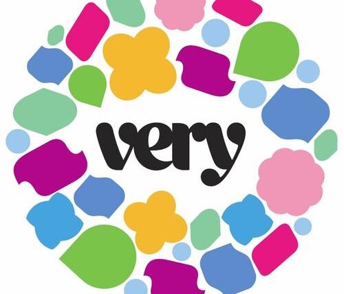 the word very at the centre of a colourful design