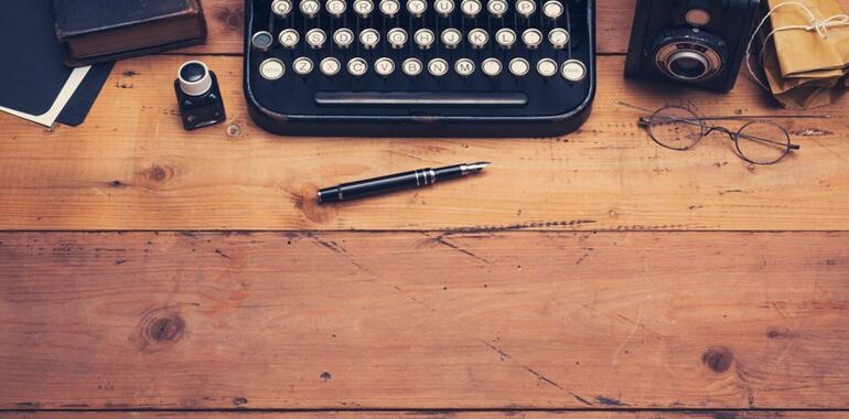 retro typewriter hero header