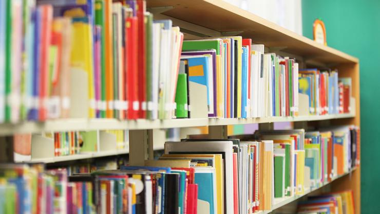 books on library shelves for people to read