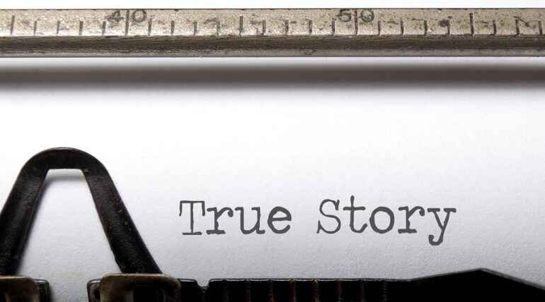 old typewriter writing an autobiography