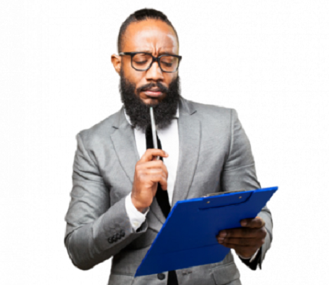 man reviewing creative design proposal